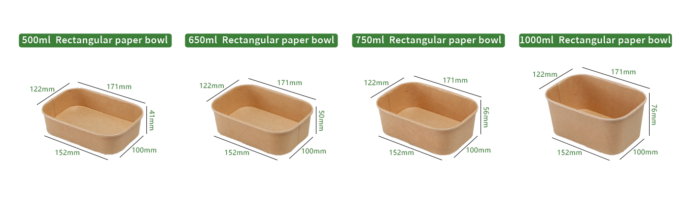 650ML Disposable Paper Rectangular Bowl